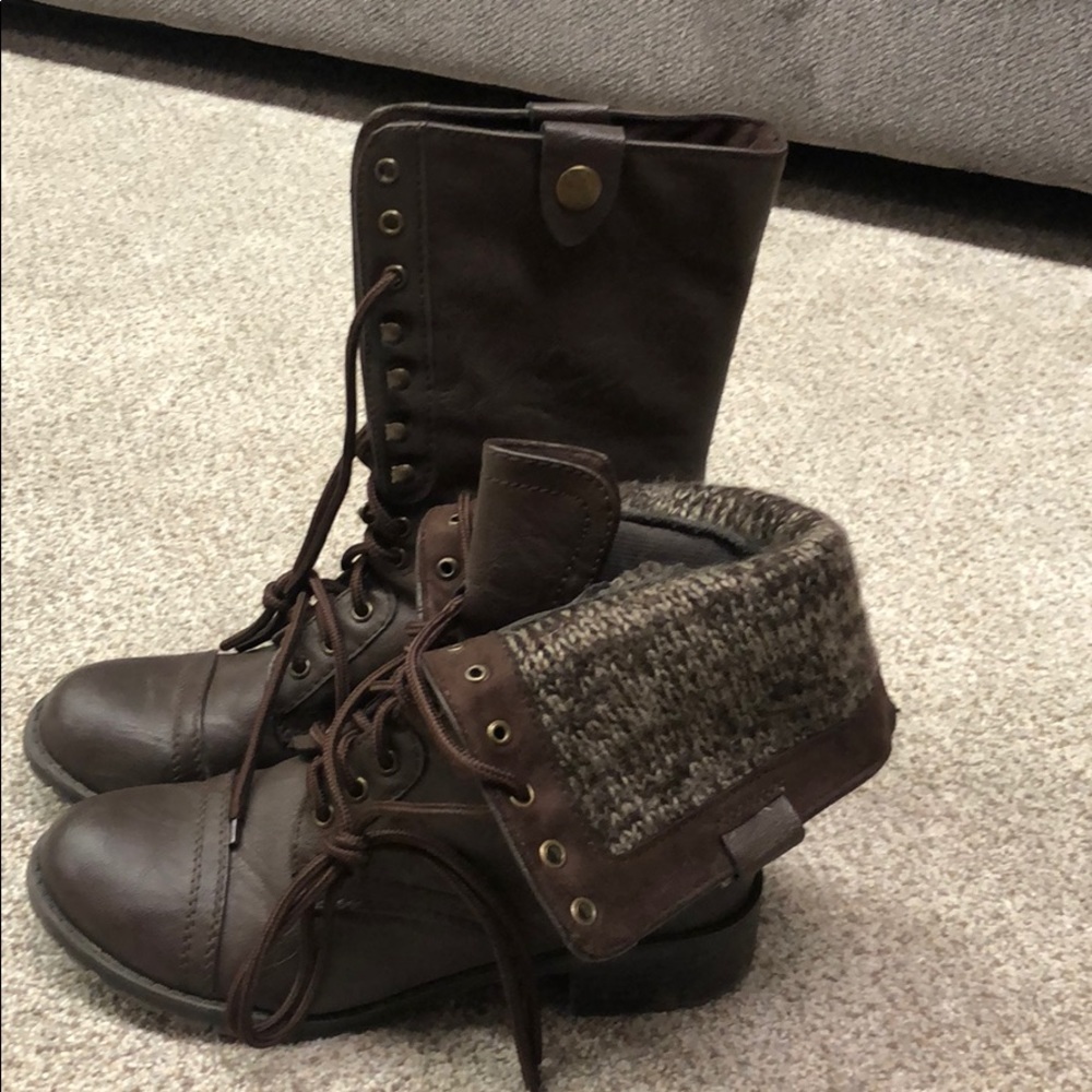 Brown combat boots